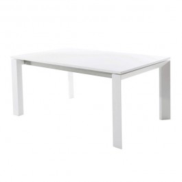 Table de Repas avec rallonge Dolmen Structure Blanc et Plateau HPL Blanc Varaschin Jardinchic