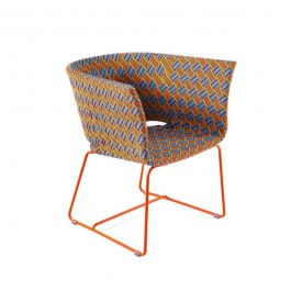 Fauteuil Lounge Kente Structure Orange - Tressage Multicolore Orange Varaschin Jardinchic