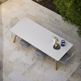 Table de Repas Link Pieds Teck Plateau Ciment Varaschin Jardinchic