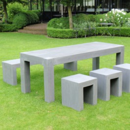 Ensemble Table de repas, Banc et Tabourets Jardin Pirson Pottery