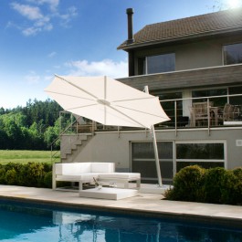 Parasol Spectra Rond Mât Incliné Voile Beige Umbrosa Jardinchic