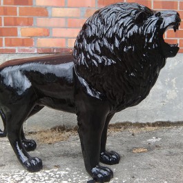 Statue Lion Noir Laqué TexArtes Jardinchic