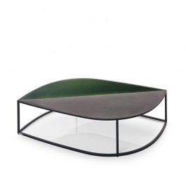 Table Basse Leaf Plateau Grès Emaillé Structure Smoke Plateau Grès Emaillé Storm-Jade Roda Jardinchic