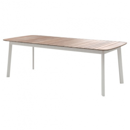 Table rectangulaire structure blanc cassé plateau teck emu jardinchic