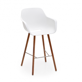 Tabouret Haut Captain's Chair Blanc Piétement Bois Extremis Jardinchic