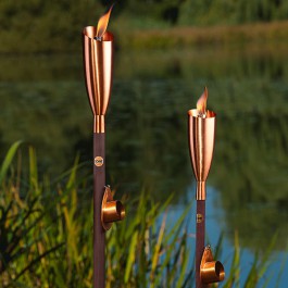 Torches Pisa En Cuivre Et Bois Naturel Aristo JardinChic
