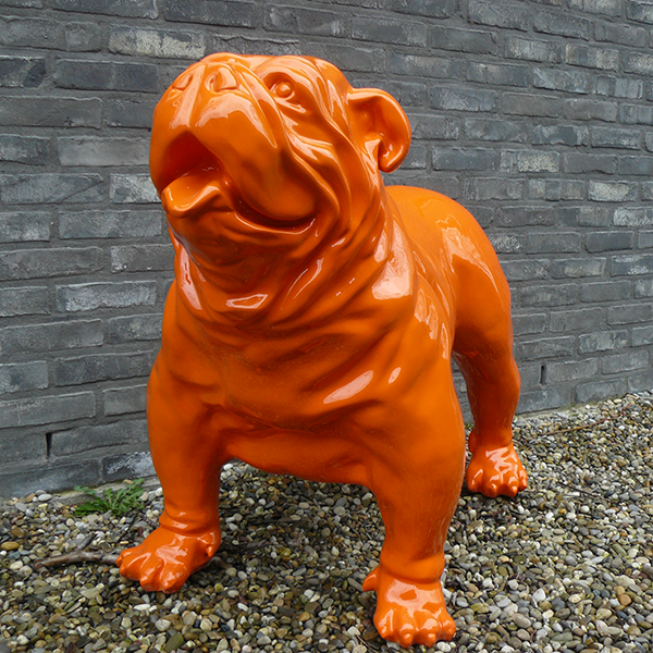Statue Bulldog Anglais Laqué Orange Texartes Jardinchic
