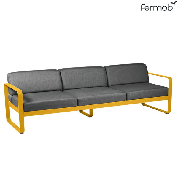 Canapé 3 places Bellevie Piment Coussins Gris Flanelle Fermob Jardinchic Canapé 3 places Bellevie Piment Coussins Gris Flanelle Fermob Jardinchic
