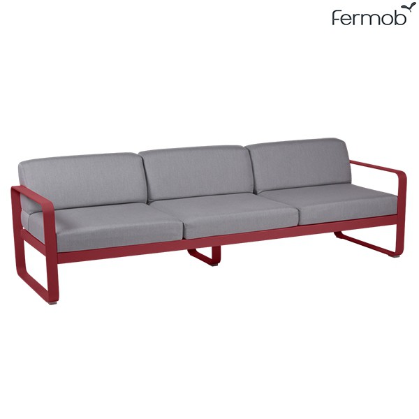 Canapé 3 places Bellevie Piment Coussins Gris Flanelle Fermob Jardinchic Canapé 3 places Bellevie Piment Coussins Gris Flanelle Fermob Jardinchic