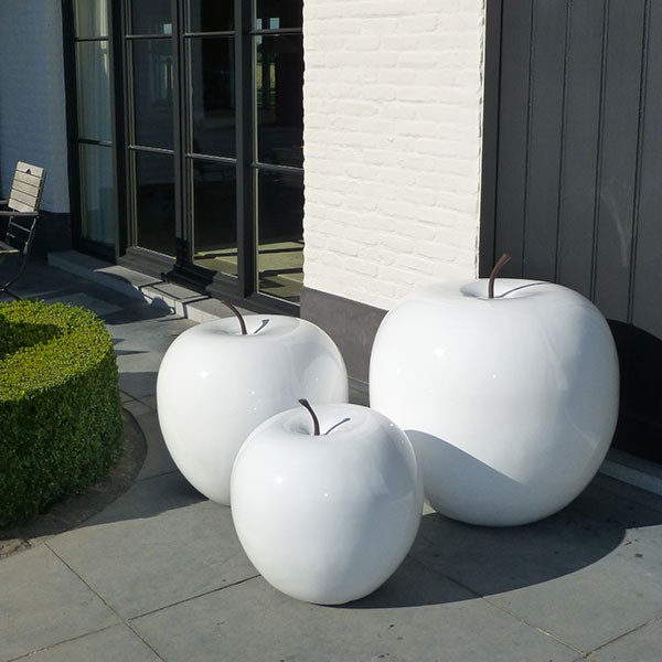 Sculptures pommes polyrésine 3 dimensions Blanc brillant Terraliet Jardinchic