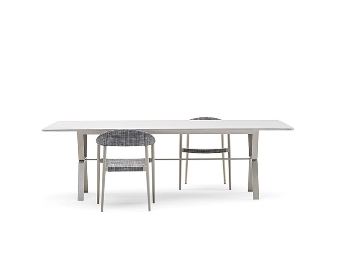 Table de Repas Deer Plateau HPL Blanc Structure Gris Soie Varaschin Jardinchic Table de Repas Deer Plateau HPL Blanc Structure Gris Soie Varaschin Jardinchic