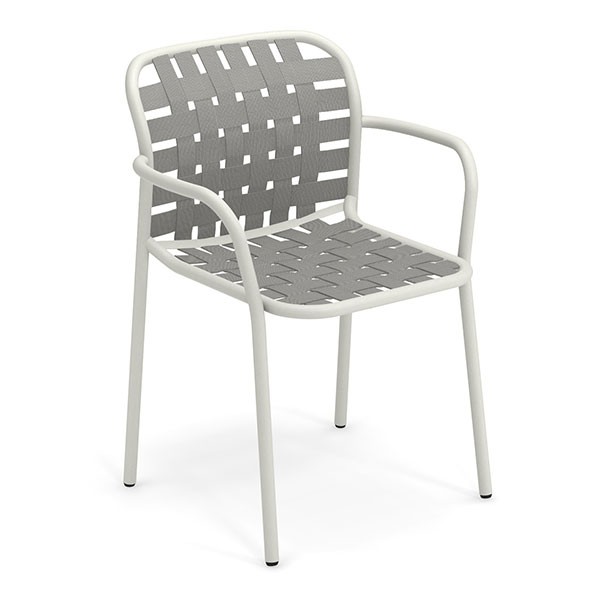 Fauteuil Yard Blanc Mat / Sangles Gris Emu JardinChic Fauteuil Yard Blanc Mat / Sangles Gris Emu JardinChic