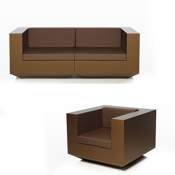 Salon de Jardin Vela 1 Canapé Bronze (1 Module Droit + 1 Module Gauche) + 1 Fauteuil Vela Bronze Vondom Jardinchic Salon de Jardin Vela 1 Canapé Bronze (1 Module Droit + 1 Module Gauche) + 1 Fauteuil Vela Bronze Vondom Jardinchic