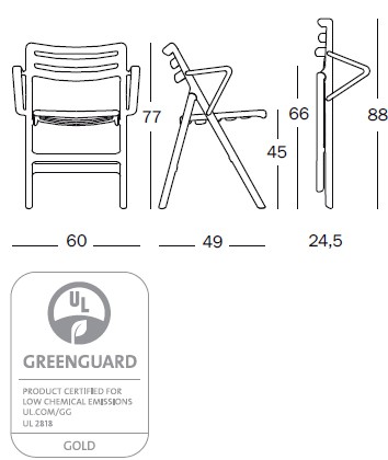 Dessin Technique Chaise Pliante Air Chair avec Accoudoirs Magis JardinChic Dessin Technique Chaise Pliante Air Chair avec Accoudoirs Magis JardinChic