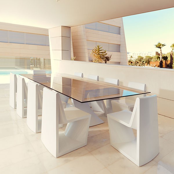 Table Rest Plateau Verre Blanche Vondom JardinChic Table Rest Plateau Verre Blanche Vondom JardinChic