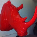Tête de Rhinoceros Rouge Laqué