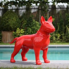 Statue Bull Terrier Rouge Laqué RAL 3020 TexArtes JardinChic