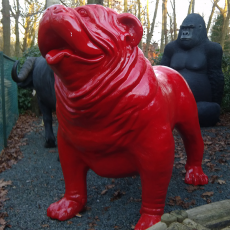 Statue Bulldog Anglais XXL Rouge Laqué TexArtes Jardinchic