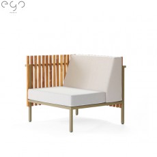 Module d'Angle Sutra Laque Semi Gloss Kaki et Coussins Argent Or EGO Paris Jardinchic