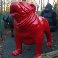 Statue Bulldog Anglais XXL Rouge Laqué