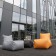 Poufs Lounge Premium Grey et Orange avec Pouf Softbox Premium Black et plateau d'appoint vendus séparément Pusku Pusku Jardinchic