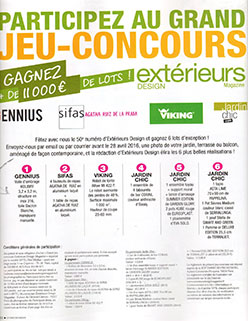 Parution Extérieurs Design Mars Avril 2016 JardinChic Participez au grand jeu-concours